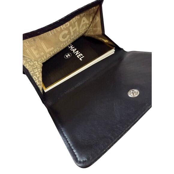 CHANEL CC Logo Wallet Timeless Black Calfskin Leather Camel Interior COA - Picture 1 of 7